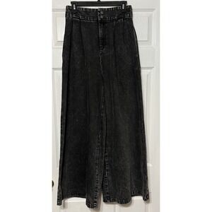 FREE MARKET Black Washed HIGH WAISTED WIDE LEG JEANS SIZE Small‎